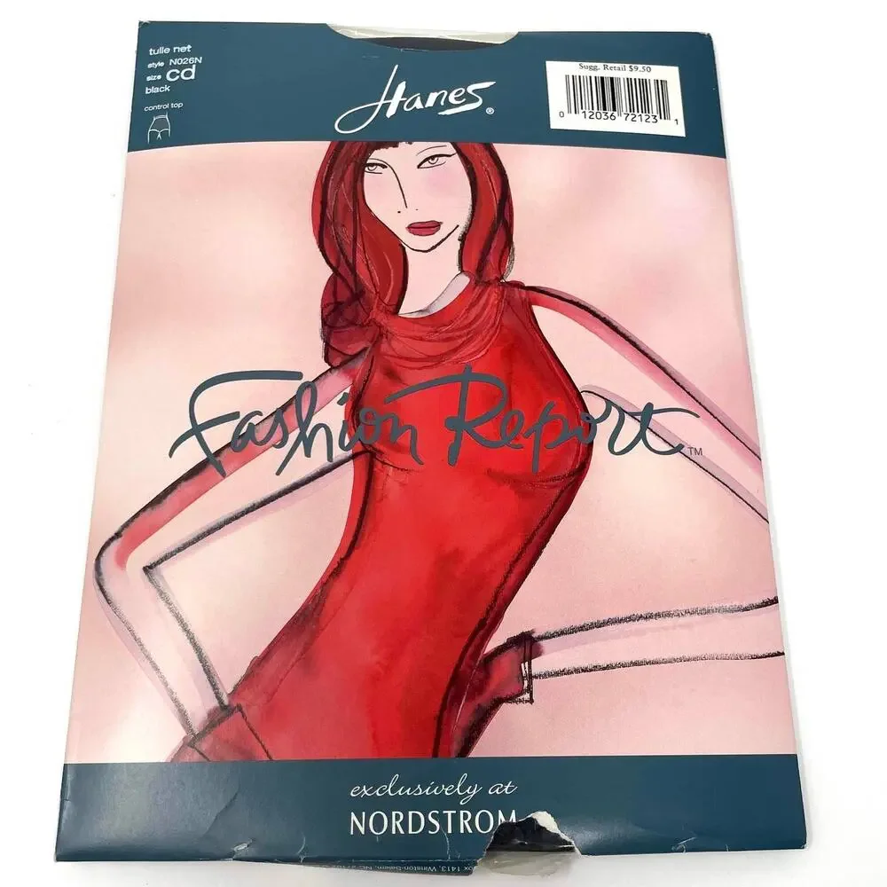 00s FASHION REPORT Vintage Black Control Top Tulle Net Hosiery